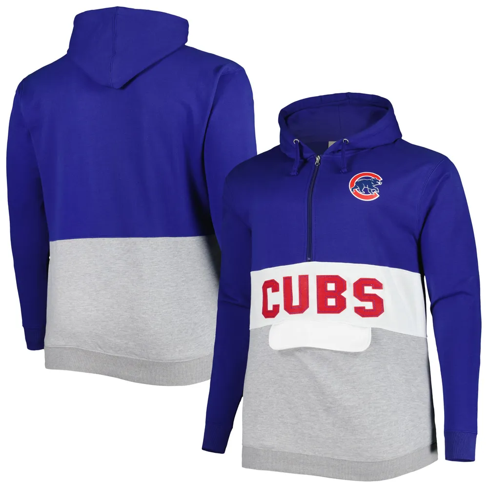 Men's Royal/White Chicago Cubs Big & Tall Fleece Half-Zip Hoodie