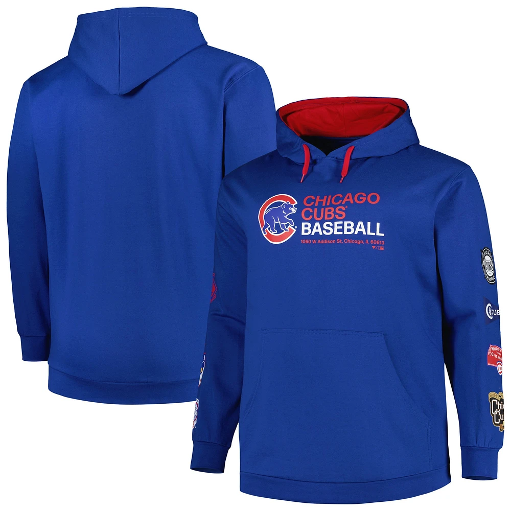 Sweat à capuche en molleton Big & Tall Royal Chicago Cubs pour homme