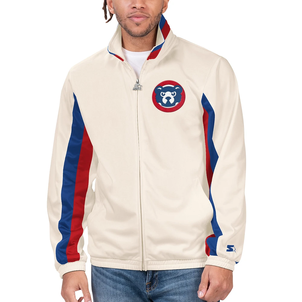 Veste de survêtement entièrement zippée Starter Cream Chicago Cubs Rebound Cooperstown Collection pour hommes