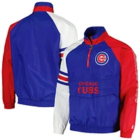 Veste à demi-zip Starter Royal/Rouge Chicago Cubs Elite Raglan pour hommes