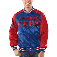 Men's Starter Royal/Red Chicago Cubs Varsity Satin Full-Snap Jacket