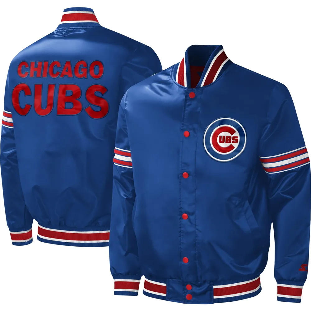 Veste universitaire Starter Royal Chicago Cubs Midfield en satin à boutons-pression pour homme