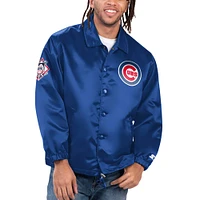 Men's Starter Royal Chicago Cubs Option Route Satin Full-Snap Jacket