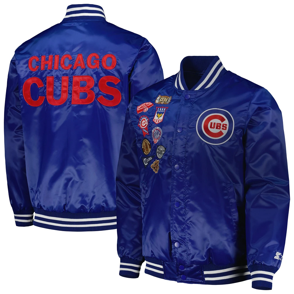 Men's Starter Royal Chicago Cubs Patch Full-Snap Jacket