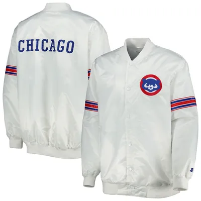 Chicago Cubs Starter Power Forward Satin Full-Snap Varsity Jacket - White