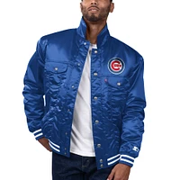 Veste de camionneur à bouton-pression en satin Starter x Levi's Royal Chicago Cubs Silver Tab pour hommes