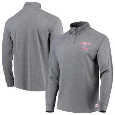 Chicago Cubs Stitches Team Raglan Quarter-Zip Pullover Jacket - Heathered Charcoal