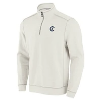Men's Tommy Bahama Cream Chicago Cubs Sport Tobago Bay Tri-Blend Half-Zip Sweatshirt