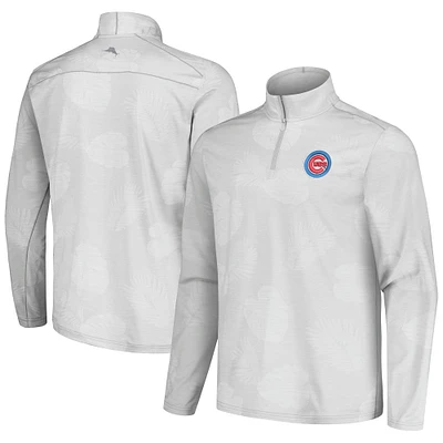 Veste à demi-zip Tommy Bahama gris Chicago Cubs Delray Frond IslandZone pour hommes