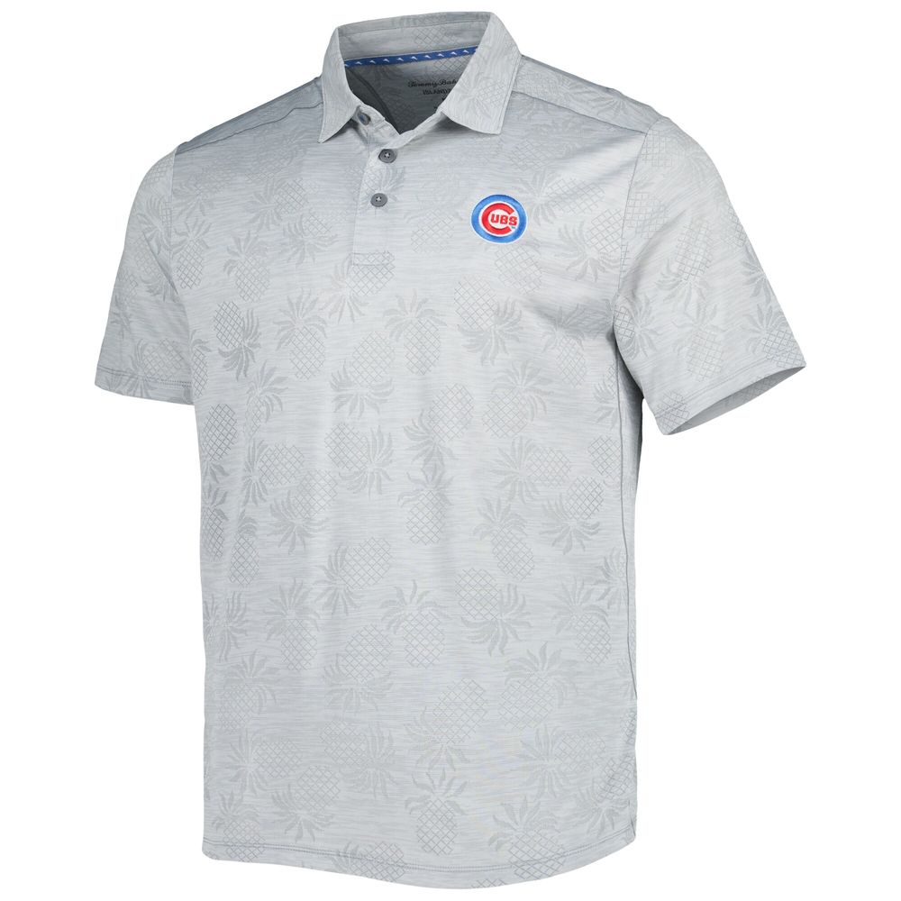 Men's Tommy Bahama Gray Chicago Cubs IslandZone Pineapple Palm Coast Polo