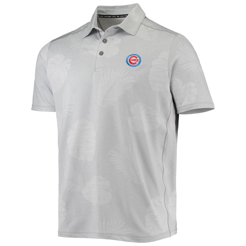 Men's Tommy Bahama Gray Chicago Cubs Palm Coast Delray Fond IslandZone Allover Polo