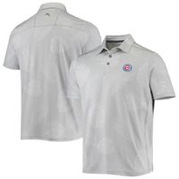 Men's Tommy Bahama Gray Chicago Cubs Palm Coast Delray Fond IslandZone Allover Polo