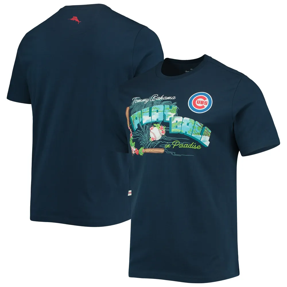 Men's Chicago Cubs Tommy Bahama Light Blue Aloha America T-Shirt