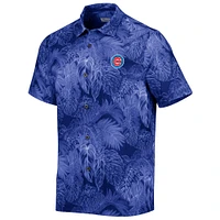 Men's Tommy Bahama Royal Chicago Cubs Coast Luminescent Fronds IslandZone Button-Up Camp Shirt