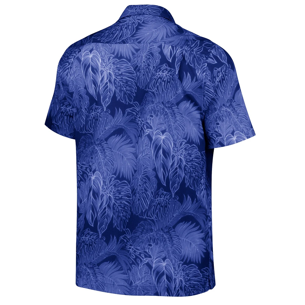 Men's Tommy Bahama Royal Chicago Cubs Coast Luminescent Fronds IslandZone Button-Up Camp Shirt