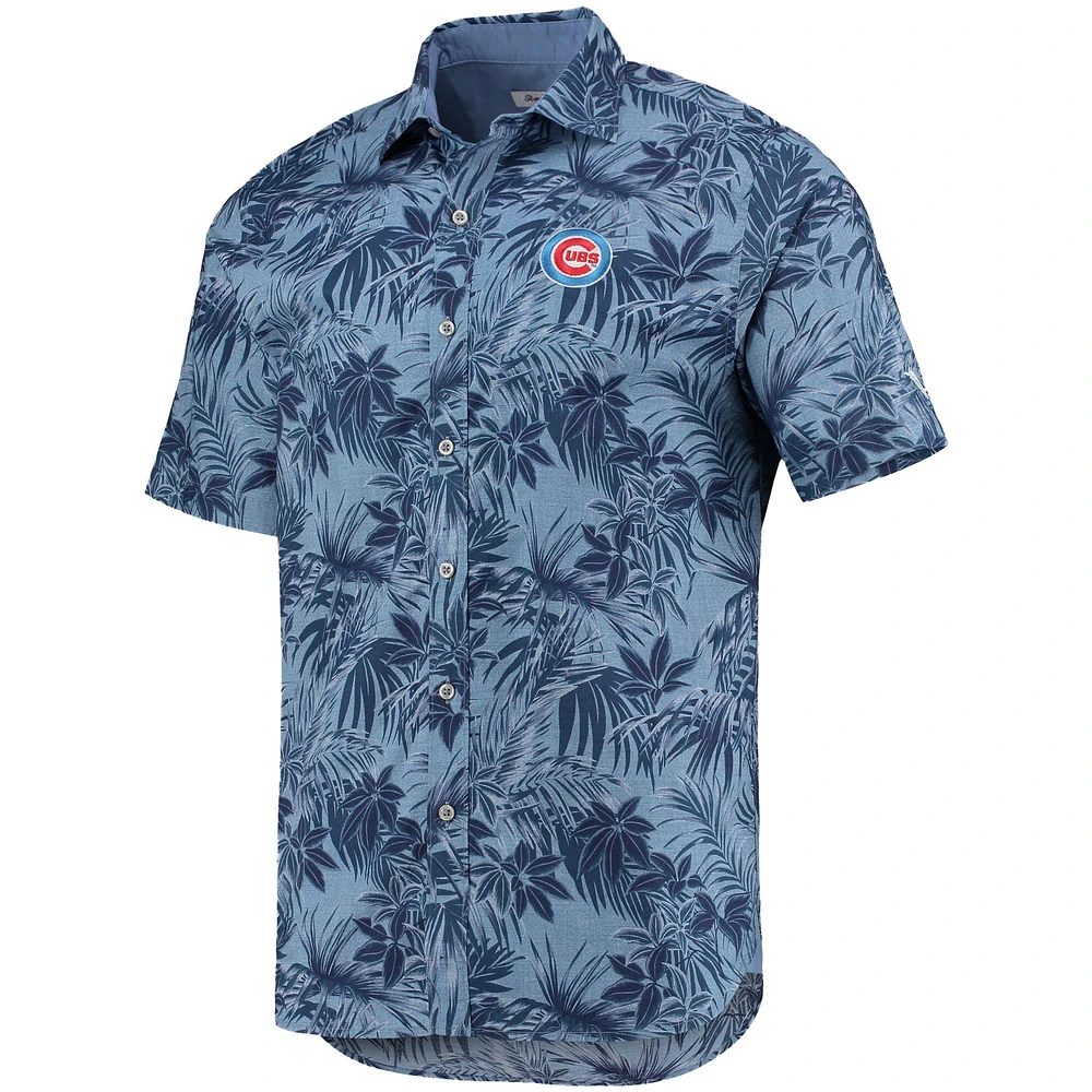 Chemise boutonnée Tommy Bahama Royal Chicago Cubs Sport Reign Forest Fronds pour homme