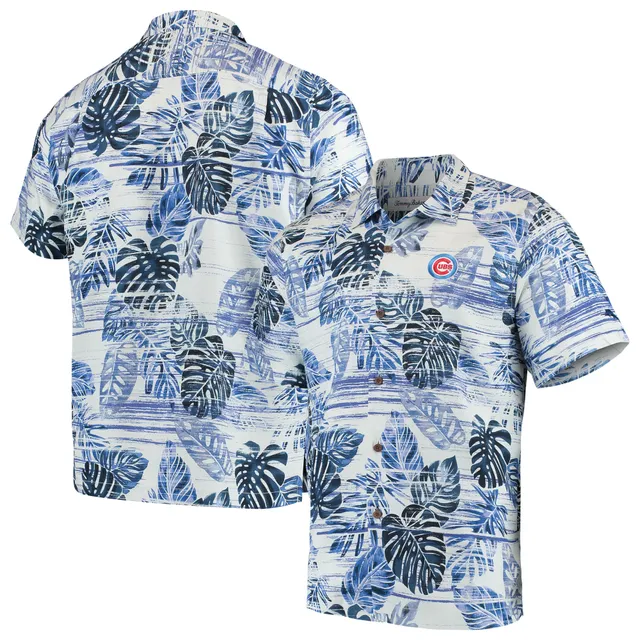 Chicago Cubs Tommy Bahama Jungle Shade Silk Camp Button-Up Shirt - Royal