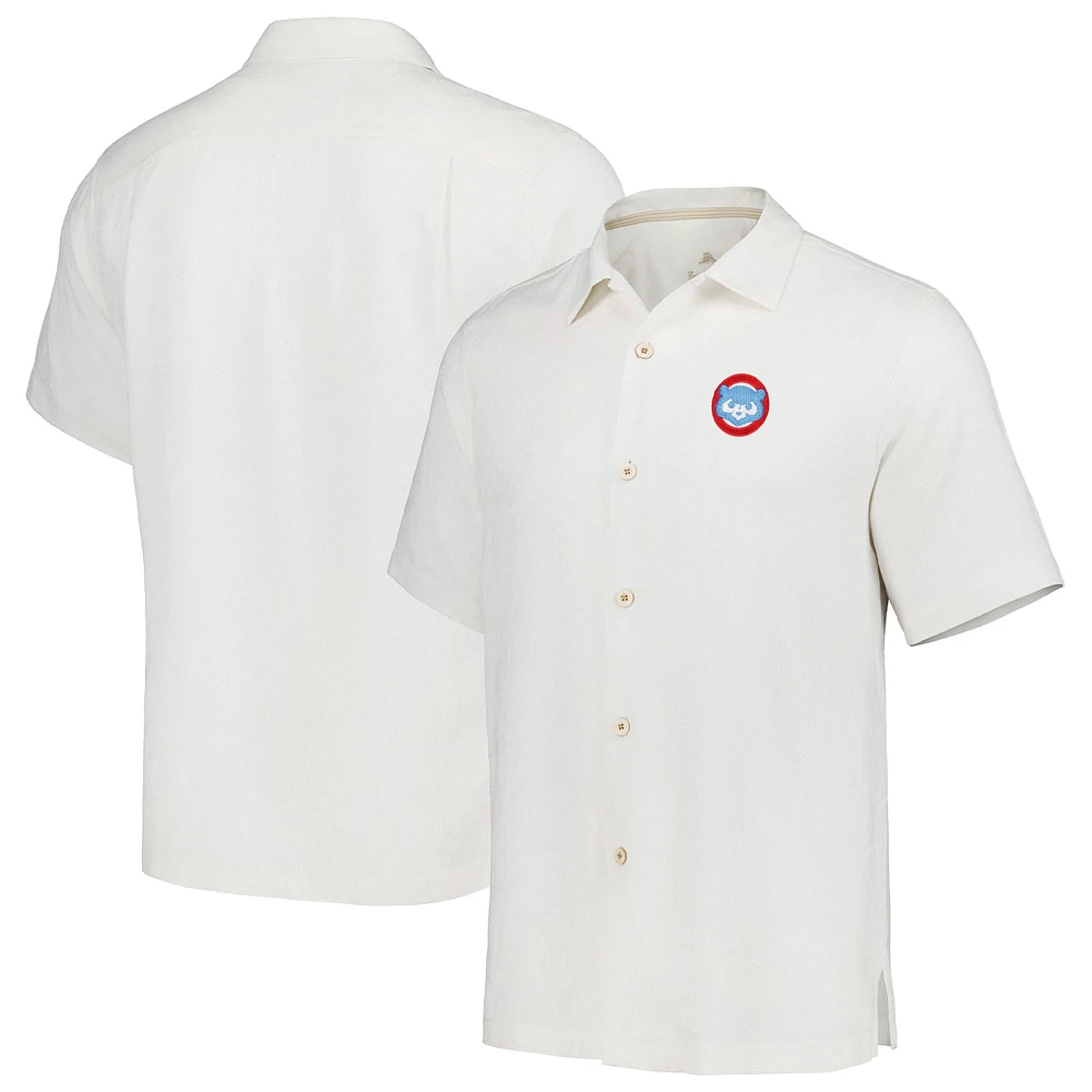 Chemise boutonnée Tommy Bahama Chicago Cubs Sport Tropic Isles Camp pour homme, blanche