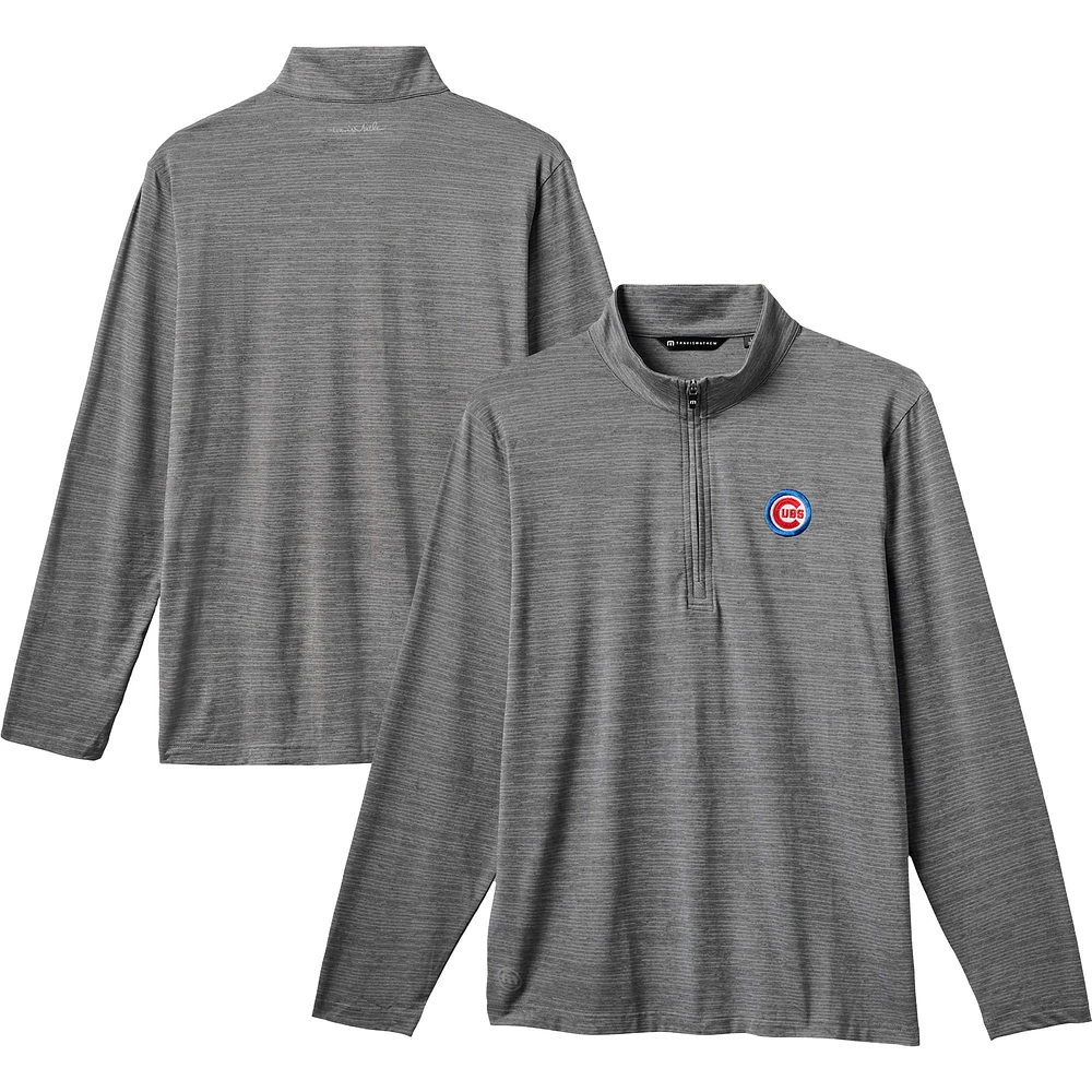 Haut pull à quart de zip TravisMathew gris des Chicago Cubs The Heater pour hommes