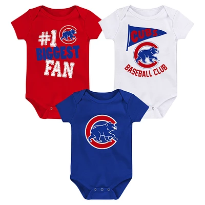 Newborn & Infant Chicago Cubs 3-Pack Fan Pennant Bodysuit Set