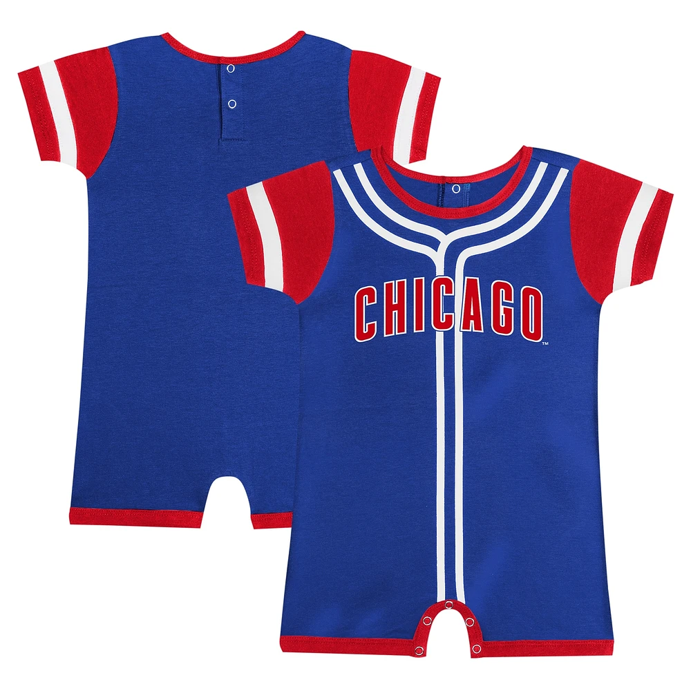 Barboteuse Fast Pitch Fanatics Royal Chicago Cubs pour nouveau-nés et nourrissons