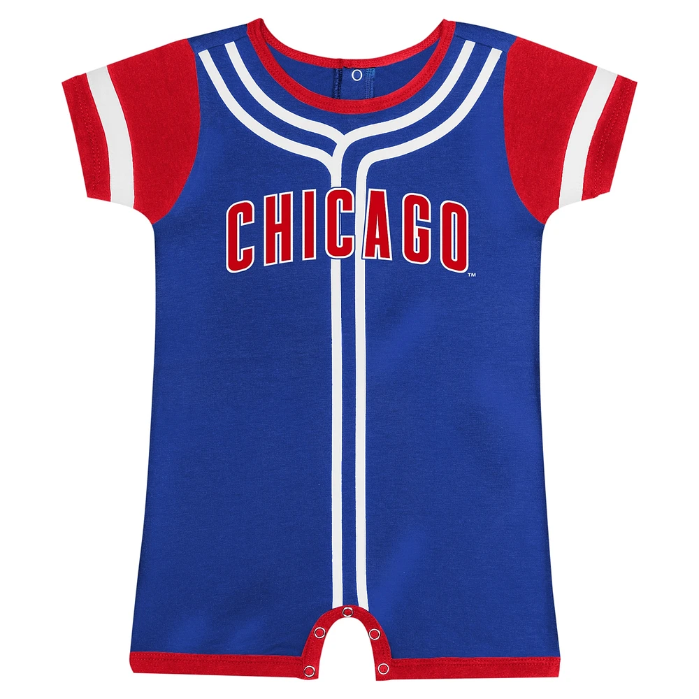 Barboteuse Fast Pitch Fanatics Royal Chicago Cubs pour nouveau-nés et nourrissons