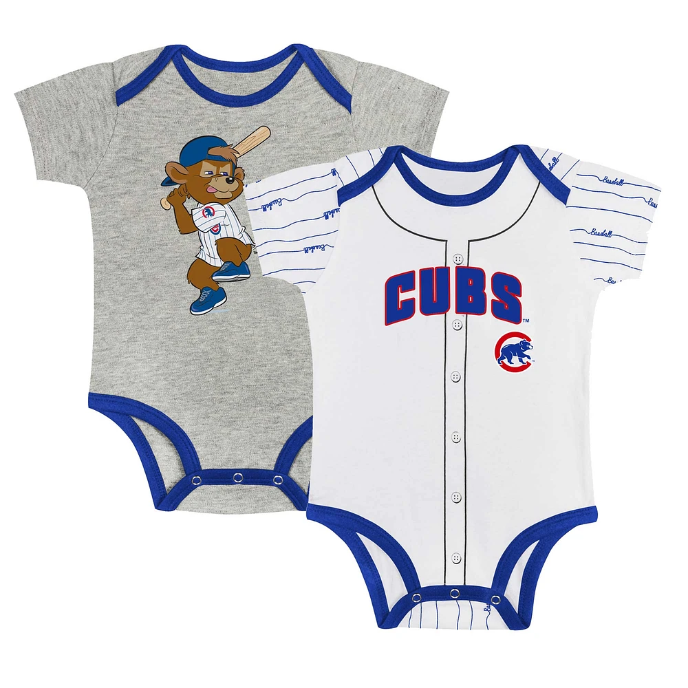 Newborn & Infant Gray/White Chicago Cubs Two-Pack Play Ball Bodysuit Set