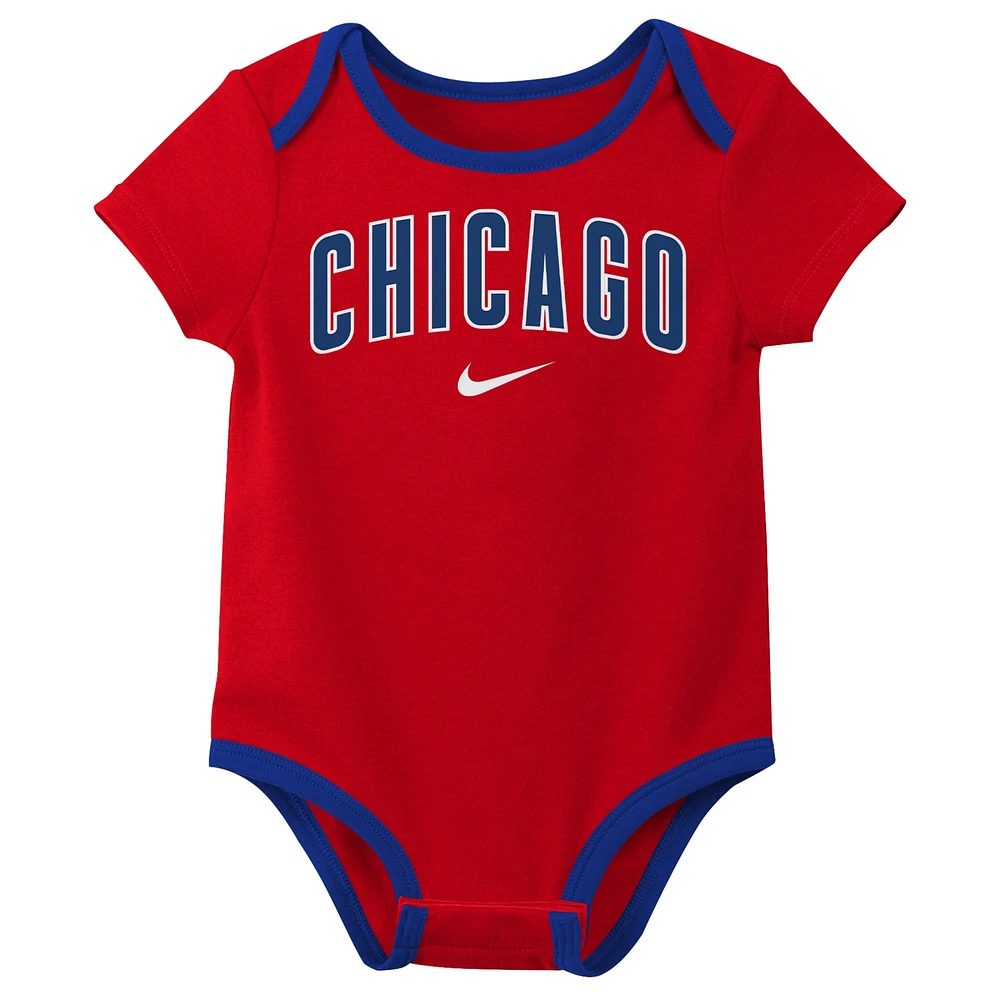 Ensemble de trois bodys Nike Chicago Cubs pour nouveau-nés et nourrissons