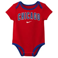 Ensemble de trois bodys Nike Chicago Cubs pour nouveau-nés et nourrissons