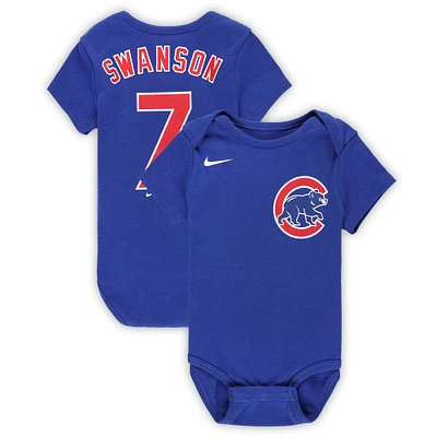 Body Nike Dansby Swanson Royal Chicago Cubs Fuse avec nom et numéro pour nouveau-né nourrisson