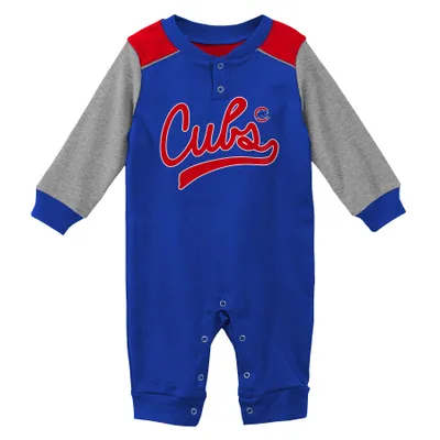 Chicago Cubs Newborn & Infant Scrimmage Long Sleeve Jumper - Royal/Heathered Gray