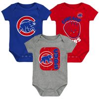 Newborn & Infant Royal/Red/Gray Chicago Cubs Change Up 3-Pack Bodysuit Set