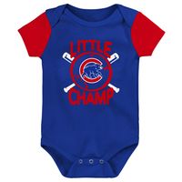 Newborn & Infant Royal Chicago Cubs Little Champ Three-Pack Bodysuit Bib Booties Set