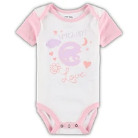 Newborn & Infant White/Pink Chicago Cubs Spreading Love Bodysuit Tutu with Leggings Set