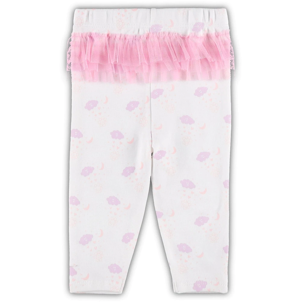 Newborn & Infant White/Pink Chicago Cubs Spreading Love Bodysuit Tutu with Leggings Set