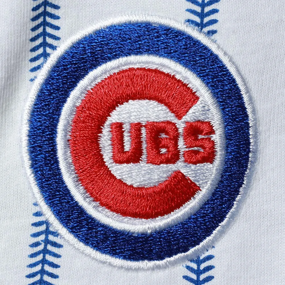 Newborn White/Royal Chicago Cubs Power Hitter Short Sleeve Bodysuit