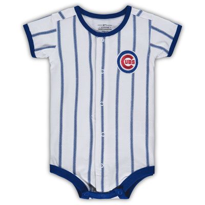 Newborn White/Royal Chicago Cubs Power Hitter Short Sleeve Bodysuit