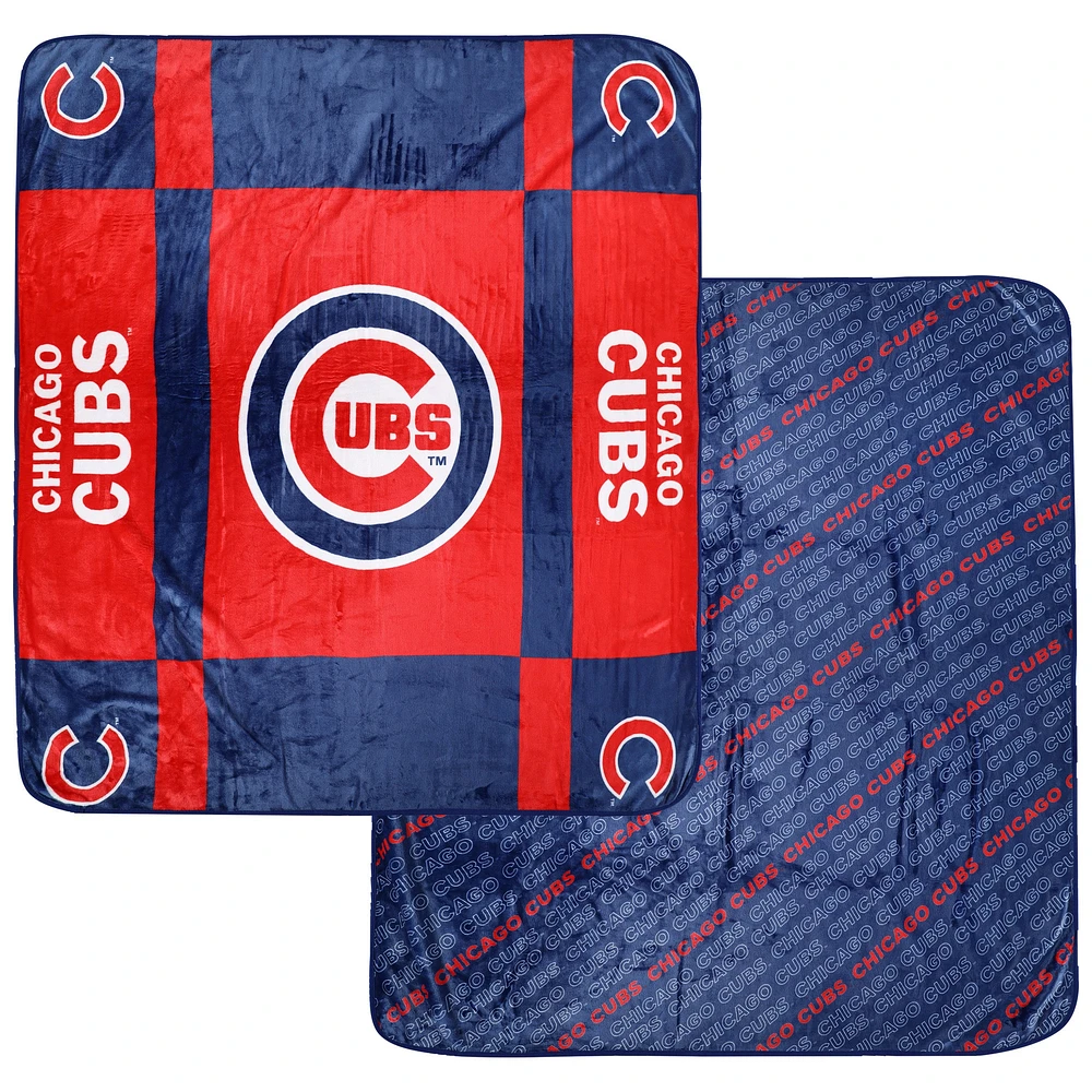 Couverture ultra confortable double face Pegasus Chicago Cubs 60" x 70" Reverse Block