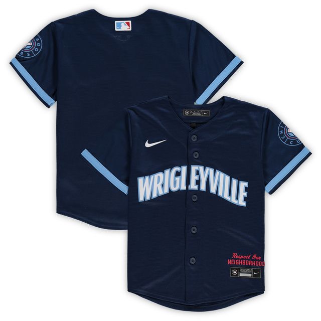 Maillot d'équipe réplique Nike des Chicago Cubs de la MLB City Connect, bleu marine, pour enfants d'âge préscolaire