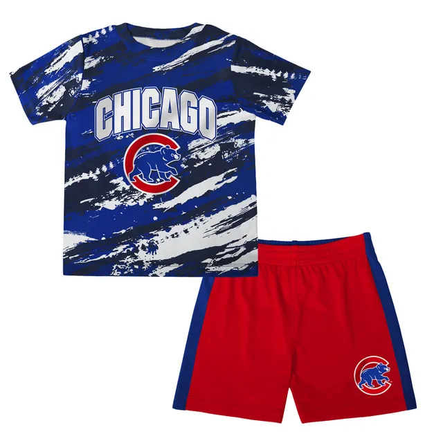 Chicago Cubs Toddler Two-Piece Groundout Baller Raglan T-Shirt & Shorts Set  - Red/Heather Gray