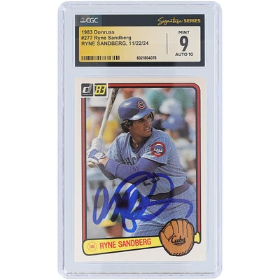 Ryne Sandberg Chicago Cubs Autographed 1983 Donruss #277 CGC Fanatics Witnessed Authenticated 9/10 Rookie Card