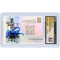 Ryne Sandberg Chicago Cubs Autographed 2002 Topps Tribute Milestone Materials Bat Relic #MIM-RS CGC Fanatics Witnessed Authenticated Auto 10 Card