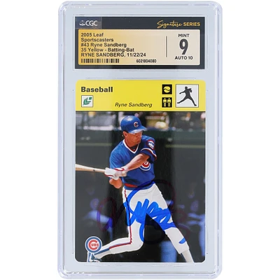 Ryne Sandberg Chicago Cubs Autographed 2005 Leaf Sportscasters #43 #13/35 CGC Fanatics Witnessed Authenticated 9/10 Card
