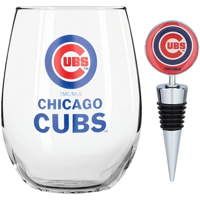 Gobelet sans pied de 15 oz avec bouchon pour bouteille de vin des Chicago Cubs de The Memory Company