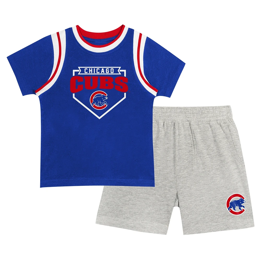 Toddler Fanatics Royal/Gray Chicago Cubs Bases Loaded T-Shirt & Shorts Set