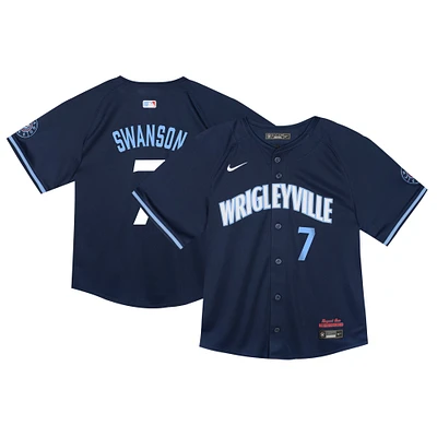 Maillot de joueur Nike Dansby Swanson, bleu marine, Chicago Cubs City Connect Limited pour tout-petit