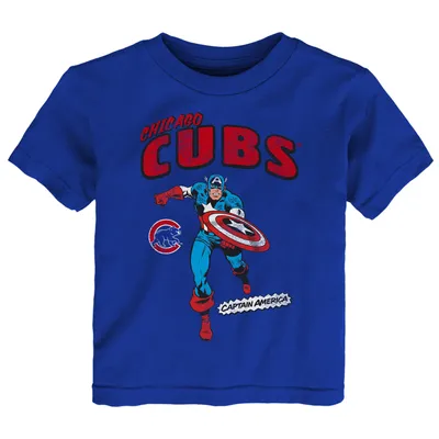 T-shirt Captain America Marvel de l'équipe Royal Chicago Cubs pour tout-petits