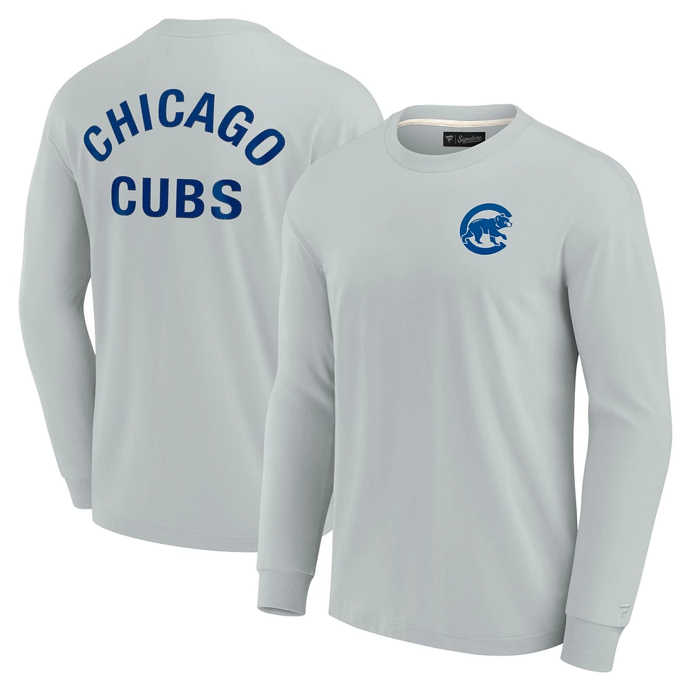 T-shirt unisexe Fanatics gris Chicago Cubs Elements super doux à manches longues