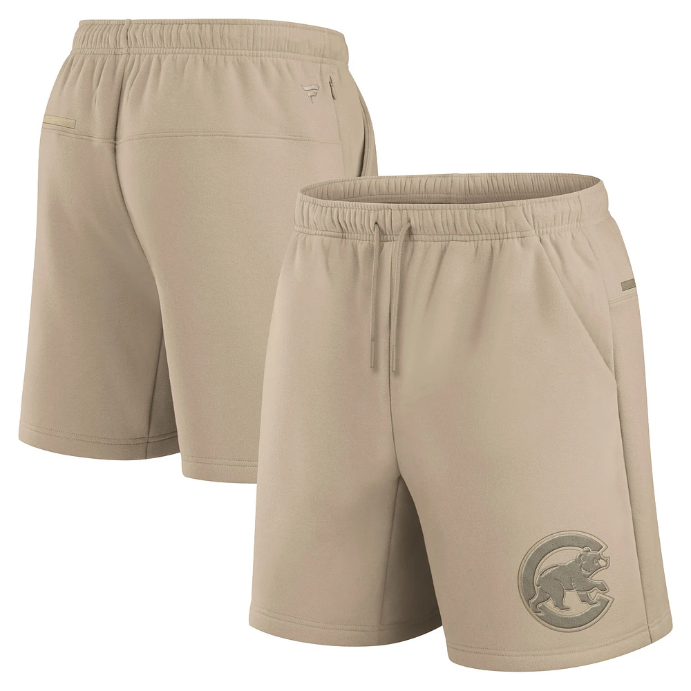 Unisex Fanatics Khaki Chicago Cubs Elements Super Soft Fleece Shorts