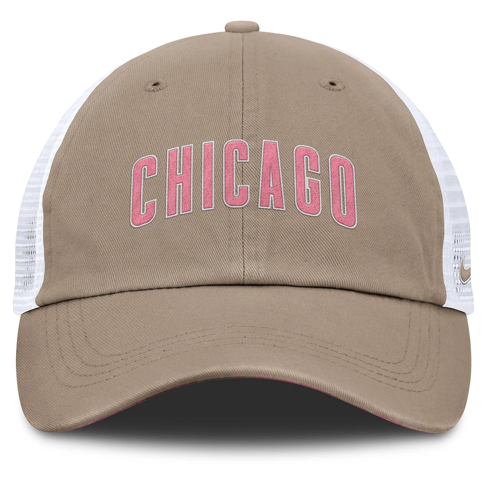 Unisex Nike Khaki/White Chicago Cubs Club Trucker Adjustable Hat